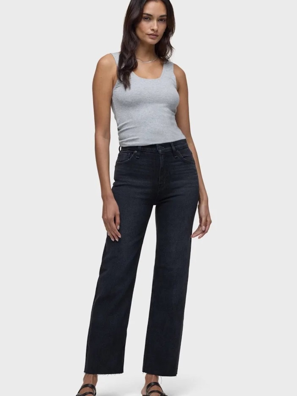 Women’s Hudson Ankle Hi Rise Straight Leg Black Denim Jeans Sz 24
